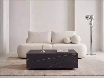 WFL GROUP Noma Couchtisch rechteckig Marmor Schwarz, 90x55x28cm (800002023081)