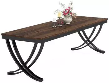LuxusKollektion Esstisch rechteckig, Industriedesign, rustikales Braun, 200x70x75cm, 6-8 Personen