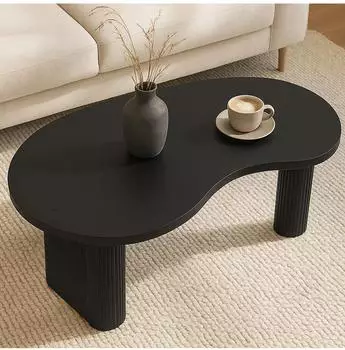 MCW MCW-O29 Couchtisch organische Form, Holzoptik schwarz, 110x45x60cm (800001068049)