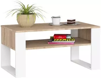RAUMHIRSCH DOMI Couchtisch rechteckig, Eiche Sonoma/weiß, 92x45x50cm (800001324658)