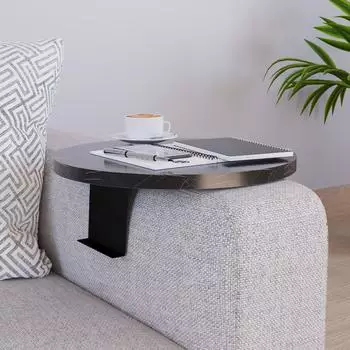 en.casa Kuleskyd Sofatablett rund &Oslash;34cm, Marmoroptik schwarz