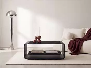 WFL GROUP Sora Couchtisch Marmor-Optik, schwarz/kupfer, 100x50x41cm (800002023138)