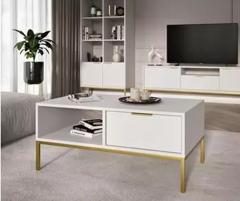RAUMHIRSCH Austin Couchtisch weiß/gold, Holzwerkstoff, 80x60x45cm (800001030128)