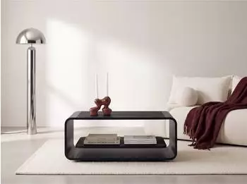 WFL GROUP Sora Couchtisch mit schwebender Ablage, schwarz, 100x50x41cm (800002023146)