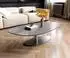 DeLife Edge Couchtisch oval 140x75cm, Keramik betongrau, Edelstahl gebürstet (46008)