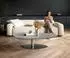 DeLife Edge Couchtisch oval 140x75cm, Keramik betongrau, Edelstahl gebürstet (46008)