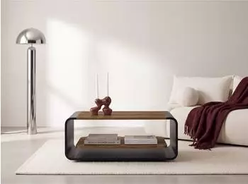 WFL GROUP Sora Couchtisch Lefkas Eiche, schwarzes Metallgestell, 100x50x41cm (800002023150)