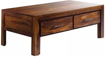 Massivmoebel24 Metro Life #105 Couchtisch Sheesham 115x65x45cm, 2 Schubladen, braun lackiert (09-200-520-1005)