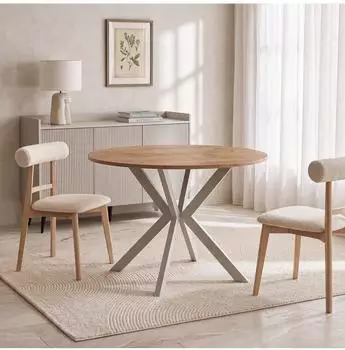 WFL GROUP Valio runder Ausziehtisch mit Metallbeinen, Kaschmir Grau, 100&ndash;140cm (800001913484)