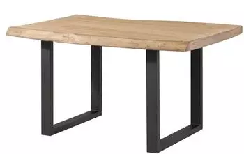Massivmoebel24 Freeform 5 Esstisch Mangoholz 160x90x77cm, beige lackiert / U-Beine anthrazit matt (09-106-844-4203)