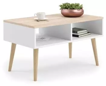 RAUMHIRSCH Sandi Couchtisch Holzwerkstoff weiß/natur, rechteckig 90x55x55cm (800001030102)