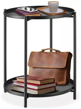 TecTake Oxford Beistelltisch rund, Stahl, schwarz, 45,5x53cm (404195)