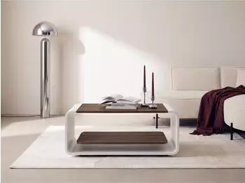 WFL GROUP Sora Couchtisch Tobacco Franklin Walnuss, wei&szlig;es Metallgestell, 100x50x41cm (800002023984)