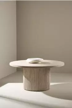 Venture Home H&auml;r&ouml;n runder Couchtisch Travertinoptik beige, &Oslash;80cm H38cm