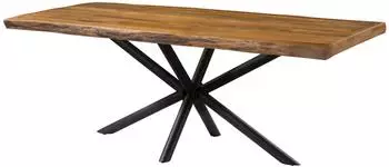 Massivmoebel24 FREEFORM 5 Baumkantentisch Mango 180x90x76cm, natur lackiert, Kreuzgestell anthrazit matt (09-108-844-9251)