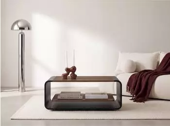 WFL GROUP Sora Couchtisch Tobacco Franklin Walnuss, schwarzes Metallgestell, 100x50x41cm (800002023120)