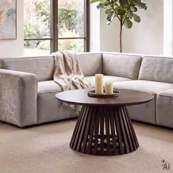 Idimex Amila runder Couchtisch, Mangoholz, dunkelbraun, Ø 90cm