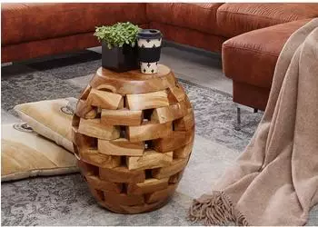 Massivmoebel24 Unika 152 Beistelltisch Teak Wurzel 30x30x47cm (54-100-901-0052)