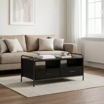 vidaXL Couchtisch Schwarz Eichen-Optik 99,5x49x46cm Holzwerkstoff