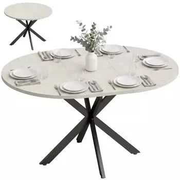 HomCom Ausziehbarer Esstisch oval/rund, grau, Stahl, 100/135x100cm