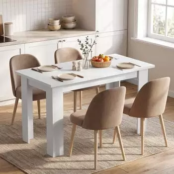 HomCom Esstisch 120x60cm mit Stauraum, 2 F&auml;cher, wei&szlig; (83A-568V90WT)