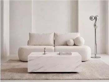 WFL GROUP Noma Couchtisch rechteckig, Marmor Weiß, 90x55x28cm (800002023089)