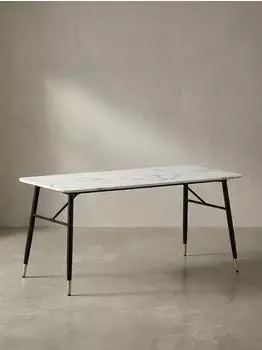 KADIMA DESIGN Esstisch Marmoroptik, weiß, 180x90x76cm, Metallbeine