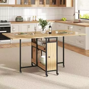 LuxusKollektion Klapptisch mit Stauraum und Rollen, Eichenoptik, 130cm