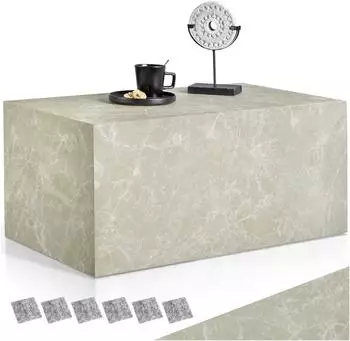 TecTake Couchtisch Lasley Travertin-Optik, quadratisch 90x50x40cm