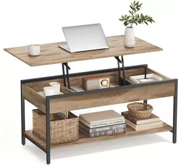 Vasagle Couchtisch höhenverstellbar, 50×100cm, kamelbraun-tintenschwarz (LCT261LB02)