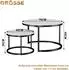 MODFU Couchtisch-Set 2-tlg., rund, Marmoroptik, Metallrahmen, Ø70+Ø45cm