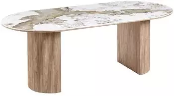 ebuy24 Isa Esstisch, Keramikplatte, wei&szlig;/braun (46-2203137)