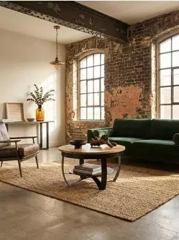 KADIMA DESIGN Couchtisch Mango Massivholz / Metall, rund, schwarz, 60x34x60cm