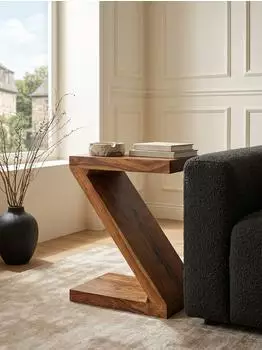 KADIMA DESIGN MUMBAI Beistelltisch Massivholz (Sheesham), Z Cube, dunkelbraun, 30x44x59cm