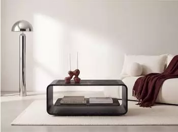WFL GROUP Sora Couchtisch 100x50x41cm, Beton Dunkelgrau, schwarzes Metallgestell (800002023132)