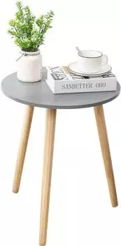 LuxusKollektion Beistelltisch Holz, rund, grau/natur, &Oslash;42x52cm