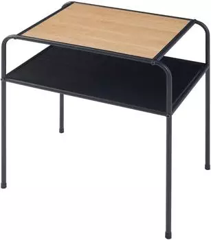 en.casa Kr&oslash;dsherad Beistelltisch mit Ablage, schwarz/Eiche, 55x51x36cm