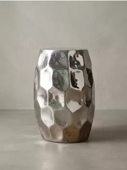 KADIMA DESIGN Beistelltisch rund, Aluminium, Hammerschlag, silber, 30x47cm