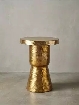 KADIMA DESIGN Beistelltisch rund, Aluminium gold Hammerschlagoptik, 43x59x43cm
