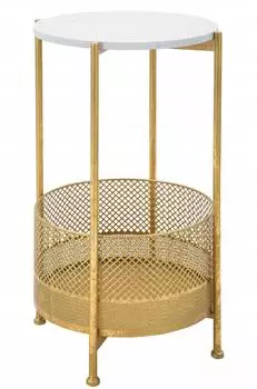 Mauro Ferretti Kaffeetisch mit Korb, goldenes Gestell, Ø35cm
