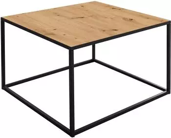 M&auml;usbacher Lino Couchtisch Asteiche, schwarzes Metallgestell, 80x45x80cm (6606-CT-80x80)