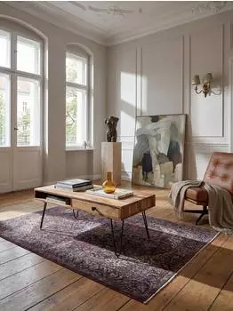 KADIMA DESIGN BAGLI Couchtisch Akazienholz, Metallbeine, 110x60x40cm