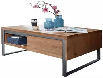 main möbel Couchtisch 'Taipeh' 2 Schubkästen, Wildeiche massiv, 120x80cm