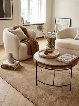 KADIMA DESIGN Couchtisch rund Akazie Massivholz/Metall 62x40x62cm (4255632587580)