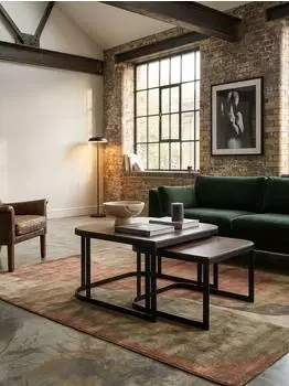 KADIMA DESIGN Couchtisch 2er-Set, Mango-Massivholz, Metall, dunkelbraun (800001018526)