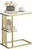 HomCom C-förmiger Beistelltisch mit Stauraum, weiß Marmoroptik, 50x30x57,5cm