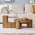 OKWISH Couchtisch-Set 2-in-1, Holzwerkstoff & Sicherheitsglas, natur