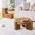 OKWISH Couchtisch-Set 2-in-1, Holzwerkstoff & Sicherheitsglas, natur