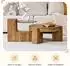 OKWISH Couchtisch-Set 2-in-1, Holzwerkstoff & Sicherheitsglas, natur