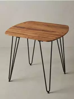 KADIMA DESIGN Esstisch quadratisch Sheesham Massivholz, Metallbeine, 80x80x76cm